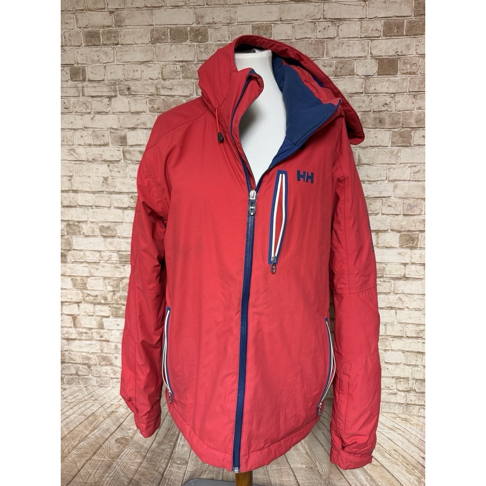 Helly Hansen Ski Jacket Mens‎ Large Red Good RECCO Helly Tech Performance Hooded